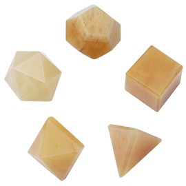 Crocon® Yellow Aventurine Platonic Solids Set 5 Pcs 15-20 mm Crystal