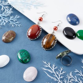 SUPERFINDINGS 10 Styles Oval Natural Gemstone Cabochons 30x22mm Flatback Gemstone Stone Beads Dyed Quartz Chakra Stone for Jewelry Craft Making