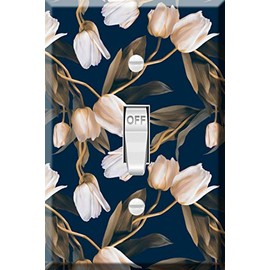 Toggle Wallplate, Single Light Switch Cover Plate - Tulip floral pattern