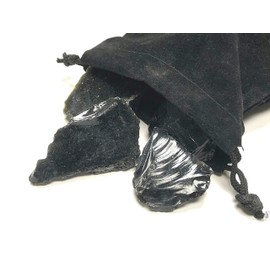 Zentron Crystal Collection Black Obsidian Rough Lot of Stones Large 1" Pieces in Velvet Bag (1 Pound)
