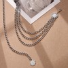MILAKOO Silver 3-layer Chains Waist Belt for Dress Metal Fahion
