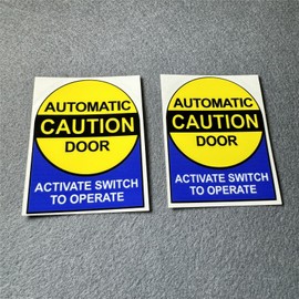Horayten Car Stickers Automatic Door Caution Activate Switch to Operate Tape for Auto Motor Window Tail Appliques 2PCS 80x62mm, HRT5285
