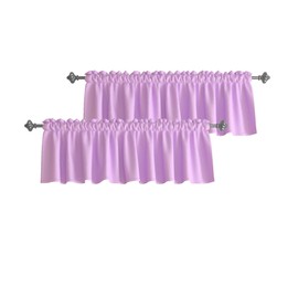 2 cortinas de cenefa lila para cocina, 18 pulgadas, oscurecimiento de la habitación, cortinas de cocina, cenefas para sala de estar, triple tela, cortas, minicargada, tratamiento para ventana, recámara, baño, bolsillo para barra, color morado 52 x 18 pul