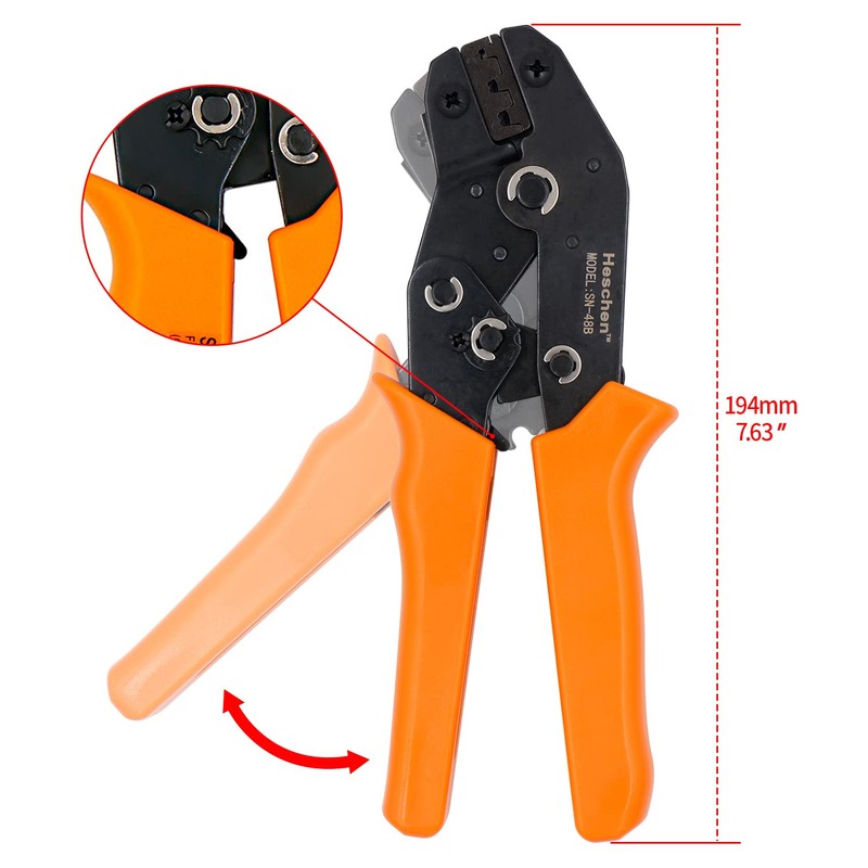 Heschen Mini Ratchet Crimper Plier, SN-48B, Non-Insulated Terminals Crimping Tools,