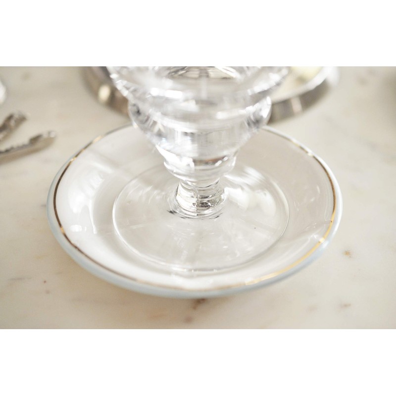 Porcelain French Absinthe Coaster/Saucer, 1f75, Lt Blue/Gold