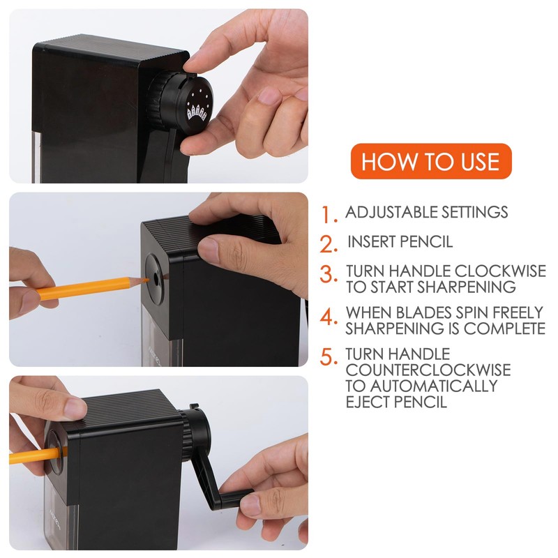 Marie's Manual Pencil Sharpener, Hand Crank Artist Sharpener with Adjustable