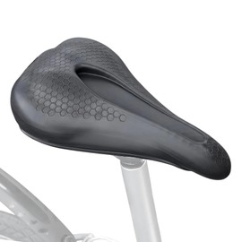 SUKOUSRAM Silicone Bike Seat Cover with Honeycomb Structure (Black, Large)