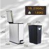 Silver 10L/2.6 Gallon Bathroom Trash Can with Lid,features a removable