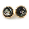 20mm Gold Tone Round Dome Black Resin with Foil Pattern