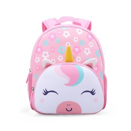 KING CHEER Toddler Backpack for Boys & Girls Cute Animal Design Soft Neoprene Lightweight Mini Kindergarten Preschool Backpack for Toddler Kids(Floral Unicorn)
