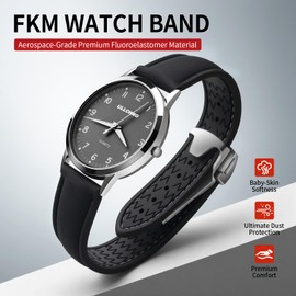 ULLCHRO Watch Strap 20 mm 22 mm FKM, Men's Rubber Watch Strap, Waterproof Rubber Strap for Sports, Watch Strap, 22 mm