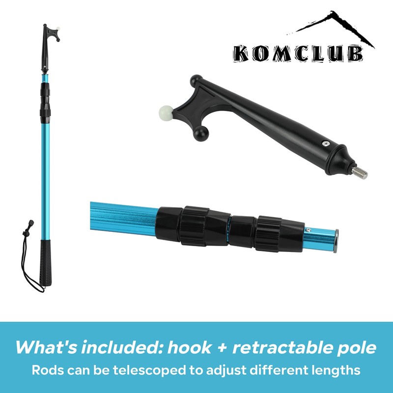 KOMCLUB Telescopic Boat Hook for Docking 4.54ft-15.83ft Extension Pole Hook