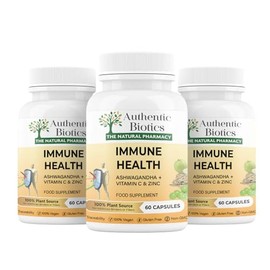Ashwagandha KSM-66 with Vitamin C & Zinc – 60 Vegan Immunity Support Capsules | Plant-Based Multivitamin & Mineral Supplement for Stress, Energy & Immune Health | Pack of 3