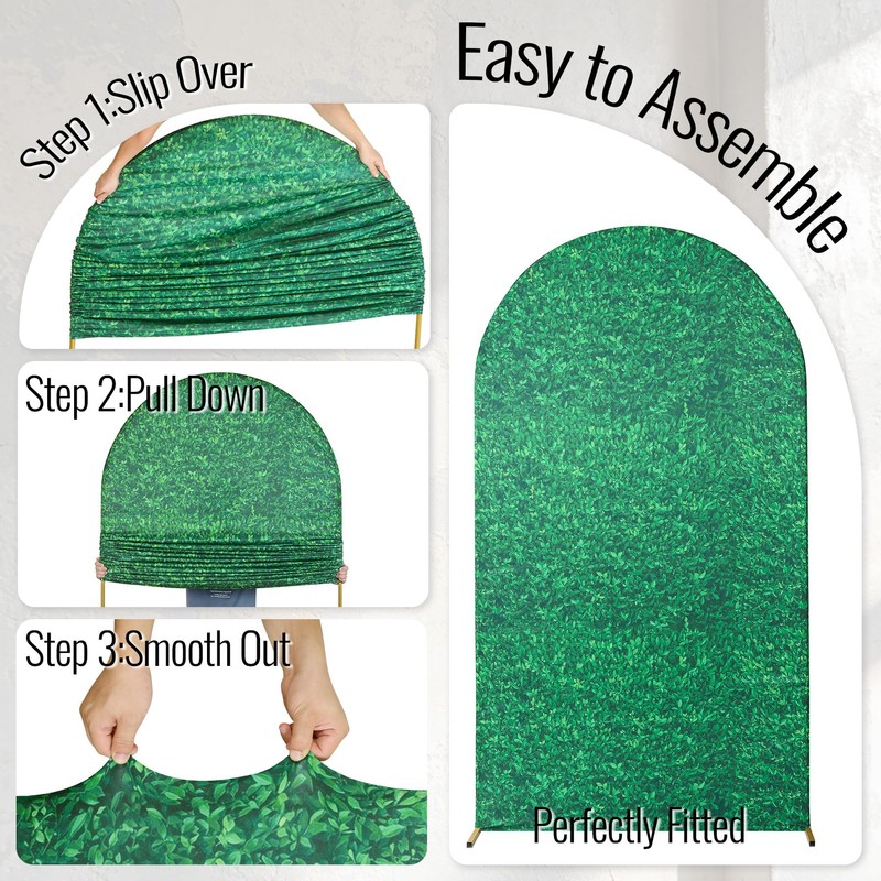 Party Village 7.2ft Green Leaf Pattern Spandex Fitted Wedding Arch