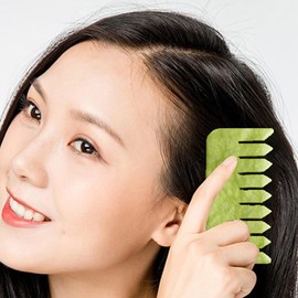 Healvian Massage Comb, 2 Pieces Jade Combs for Hair Guasha Stone for Scratching Hair Scalp Massager Tool for Spa Treatment