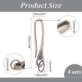 NBEADS 4 Sets Fish Hook Key Chain, 6.8 x 1.55 cm, Iron Split Key Rings, Belt Loops, Clips, U-Shape Key Hooks, Belt Bag Clip for Purse, Handbag, Wallet, Antique Bronze