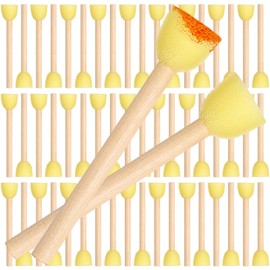 Sabary 100 Pcs Round Sponges Foam Brush Set Paint Sponge Brushes with Wooden Handle Sponge Painting Stippler Set DIY Painting Tools Stippling Kits for Arts and Crafts Acrylic(0.6 Inch)
