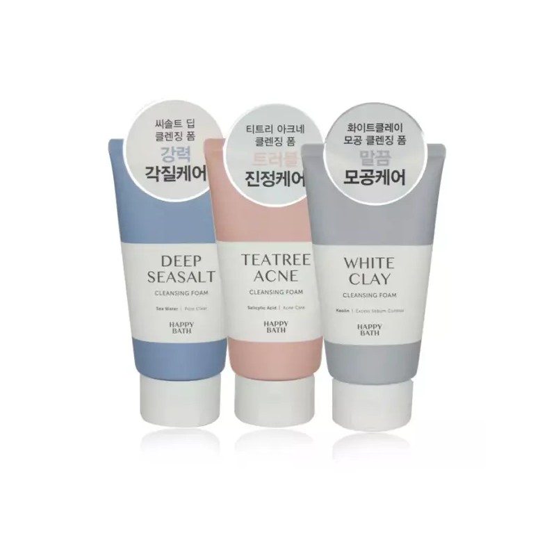 Happy Bath 해피바스 화이트 클레이 모공 클렌징 폼 150g Happy