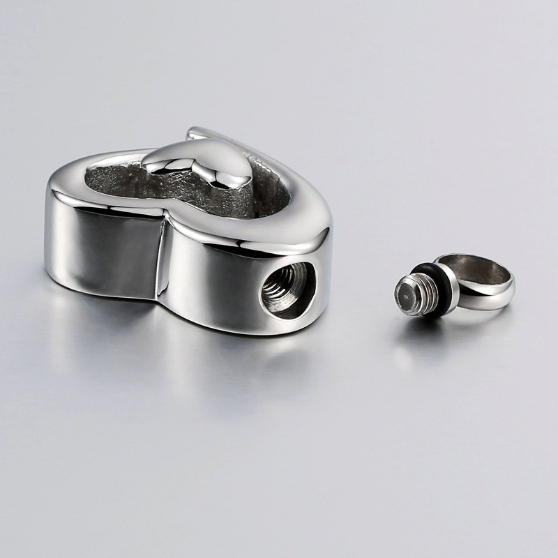 Beydodo Ash Heart Pendant Chain Stainless Steel Urn Necklace Silver