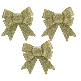 Christmas ConceptsÂ® Pack Of 3-10cm Luxury Christmas Bows - Christmas Accessories - Tree Decorations (Gold Glitter)