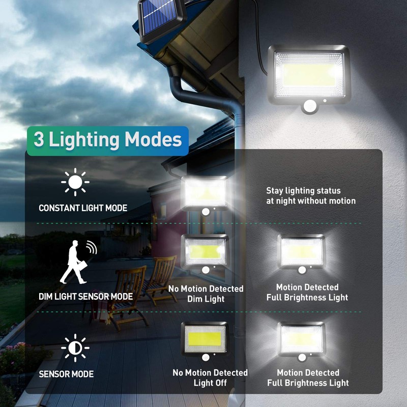 Solar Flood Lights Outdoor 2 Pack LED Motion Sensor Solar