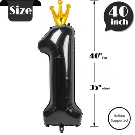 Number 1 Balloons for First Birthday, 40 in, Wild One Giant Balloons, Baby Girl Boy 1st Birthday Decorations, 1 16 18 21 Bday Balloons