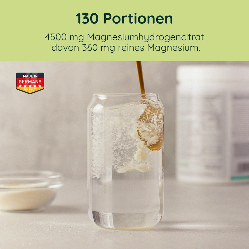 Magnesium Pure Pulver 4500mg Magnesiumhydrogencitrat Pulver 360mg elementares Magnesium -
