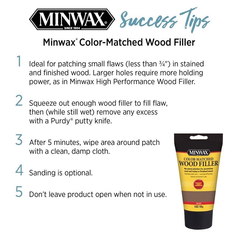 Minwax Color-Matched Wood Filler, Walnut, 6 oz