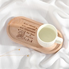 Hestya Housewarming Gift, Wooden Tray with Engraving, Good Luck in New Home, Gift for Housewarming, Topping Party, House Buy, Moving Housewarming Gift for New Home, Girlfriend, Neighbours Women