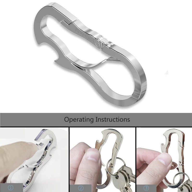 Idakekiy Dual Carabiner Keychain Mutil Tool with Key Chain Bottle
