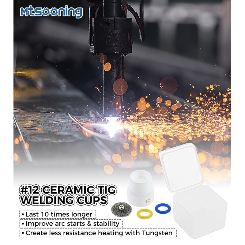 Mtsooning 5 Pack #12 White Ceramic TIG Welding Cups with