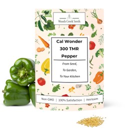 Woods Creek Seeds: Cal Wonder 300 TMR Sweet Pepper Seeds for Planting - Over 250 Heirloom Non-GMO California Wonder Bell Pepper Seeds for Planting Outdoors or Indoors for Home Plant Gardens