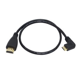CERRXIAN 50cm 19.6inch High Speed Gold Plated Mini HDMI Right Angle Male to HDMI Male Cable (Black) R