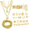 Conjunto de joyería floral llamativo que incluye collar de cadena