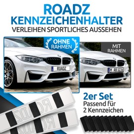 ROADZ® License Plate Holder Velcro – Bomb-proof Hold – Number Plate Holder Frameless – Weatherproof for Cars Set of 2 – Invisible Number Plate Holder for 1 Vehicle – Number Plate Holder Car (XS)