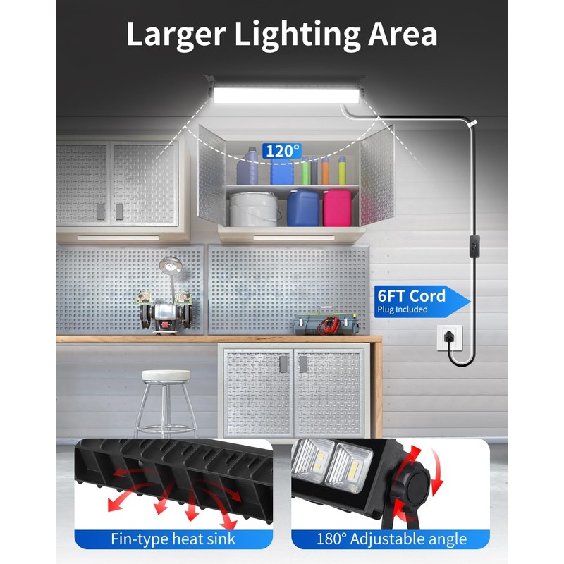 THECHAM IP66 Waterproof 45W LED Shop Lights, 5400LM 6000K Daylight