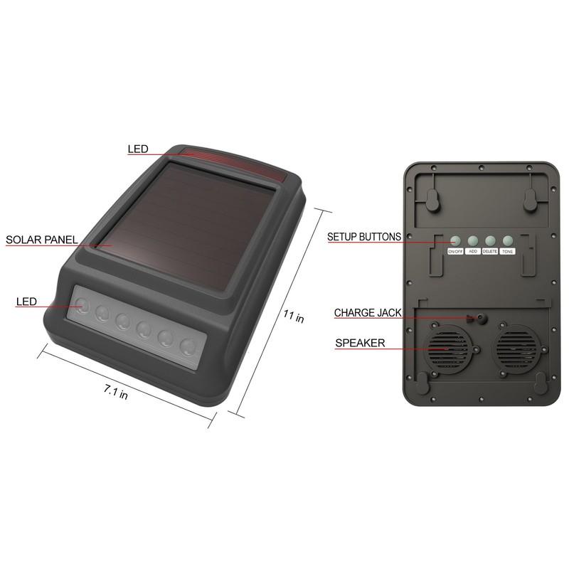 HTZSAFE DIY Solar Wireless Outdoor and Waterproof Alarm Receiver and