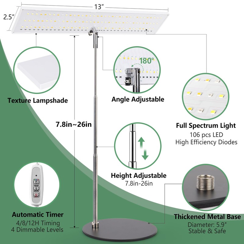 LORDEM Grow Light, Full Spectrum LED Plant Light for Indoor