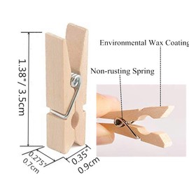 DurReus 50PCS Small Wooden Clothespins for Pictures with Jute Twine Miniature Clothes Pins for Crafts Decor Drying Clothing Peg Natural Wood Shirt Clips