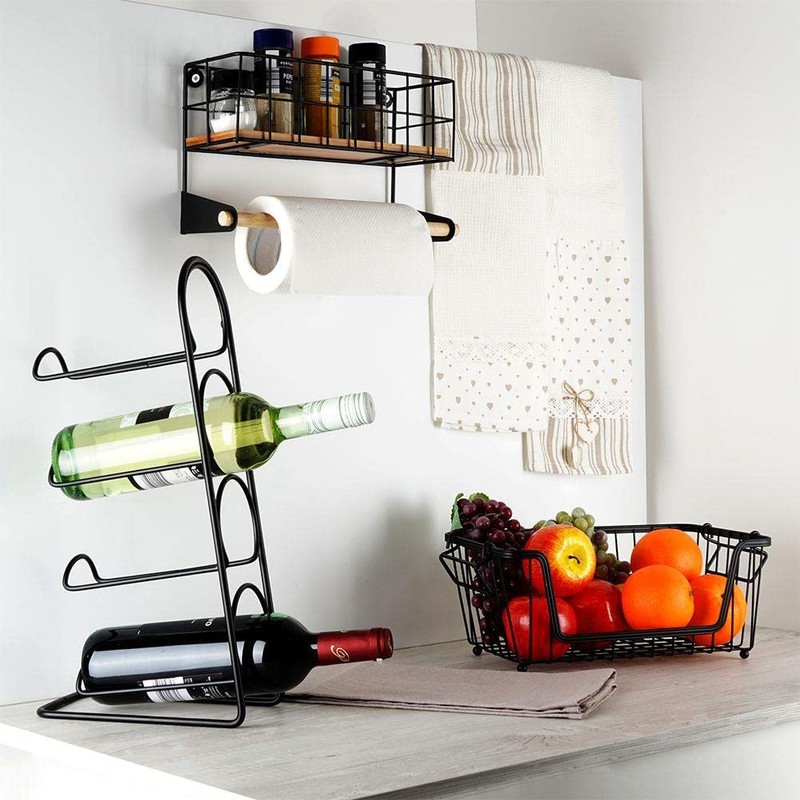 Vilde Wall Shelf Kitchen Metal with Kitchen Roll Holder Wall