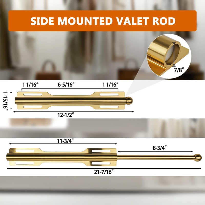 LOMILD Valet Rod for Closet Pull Out, Rod for Bedroom