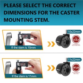2 Inch Office Chair Wheels, 7/16-7/8 Stem,Transparent TPU Material, High Elasticity, Quiet, Smooth Rolling, Nylon Frame, 880LB Load，Fits 98% Chair, Capacity, Set of 5，Hard Floors & Carpet，Not for 1KEA