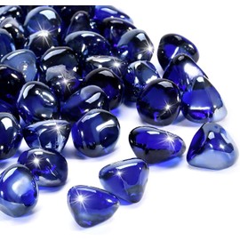 vchin Fire Glass, Cobalt Blue Fire Stone for Propane Firepit, Fireplace and Outdoor Decorative. High Luster Diamonds 1 Inch Glass Beads, 10LB