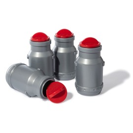 rollytoys rollyMilk 409389 Pedal Vehicles Set of 4 Milk Jugs for Pedal Tractor with Transport Tray (Fillable, Includes Removable Lid)