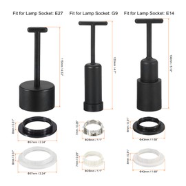 sourcing map G9/E14/E27 Light Socket Rings Metal Lamp Shade Holder Ring Replacement with Removal Tool Black White 1 Set