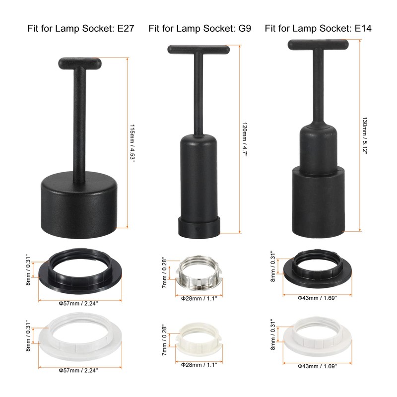 sourcing map G9/E14/E27 Light Socket Rings Metal Lamp Shade Holder