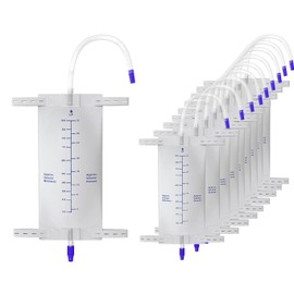 1000 ml Urine Leg Bag, 10 Pack Easy-Tap Disposable Urinary Drainage Bag with Anti-Reflux Valve & Cloth Straps, Adult Latex-Free
