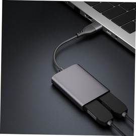 TEHAUX USB Type C to Dual Adapter Converter Hub for Dual Screen Display Compatible with Laptops Tablets Deep Grey Color
