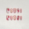 TENPAL Press on Nails 10Pcs with Tools Kit,3D Strawberry Spring