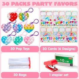 JOOYIN - 14 Juguetes para ansiedadcon corazón, Juguete de Pop con Llavero con tarjetas de san valentin, Mini Juguetes para aliviar el estrés,regalos de san valentín, tarjeta de regalo, regalos niños